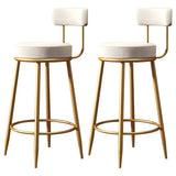 Gold Metal Round Velvet Backrest Counter Bar Stools Image - 15