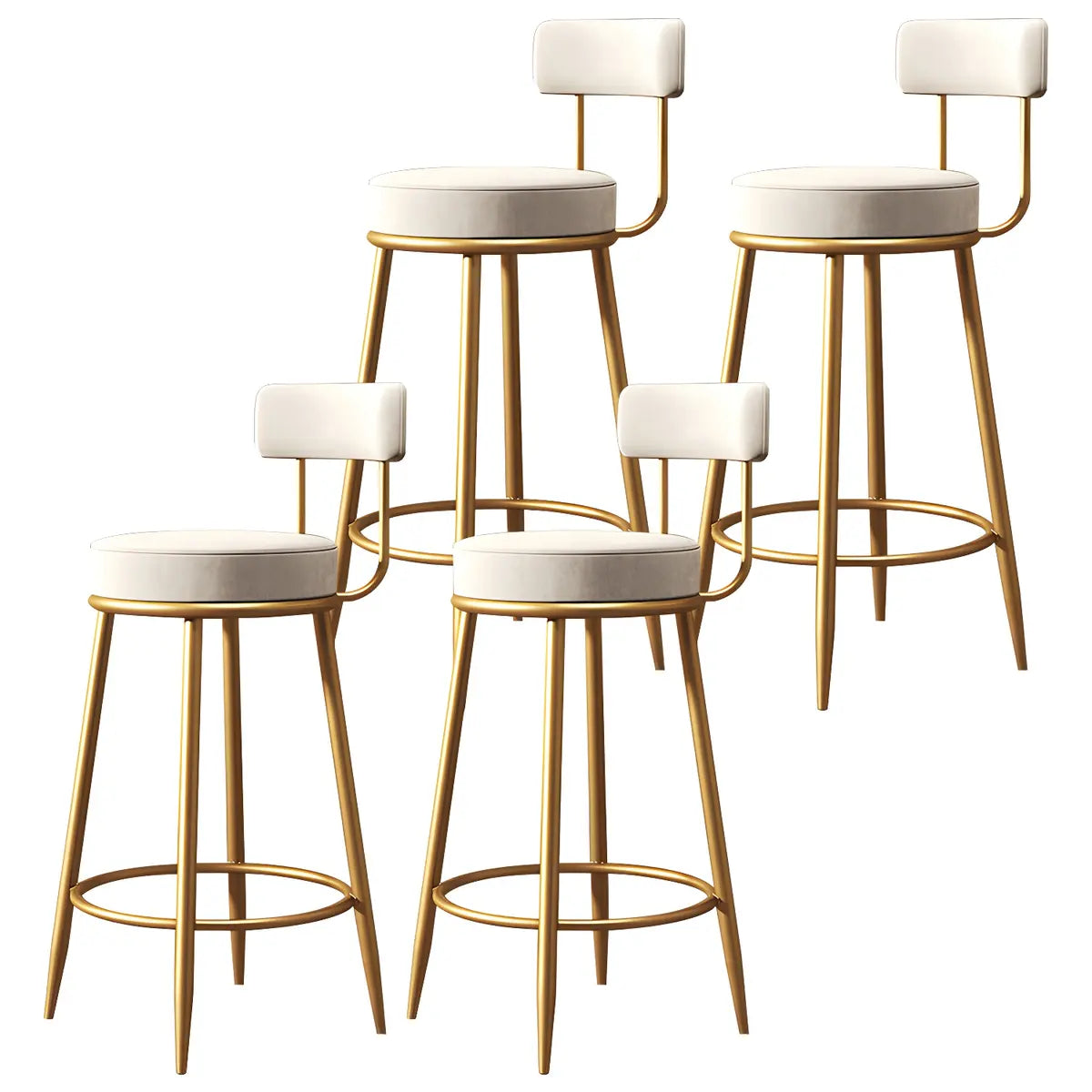 Gold Metal Round Velvet Backrest Counter Bar Stools Image - 16