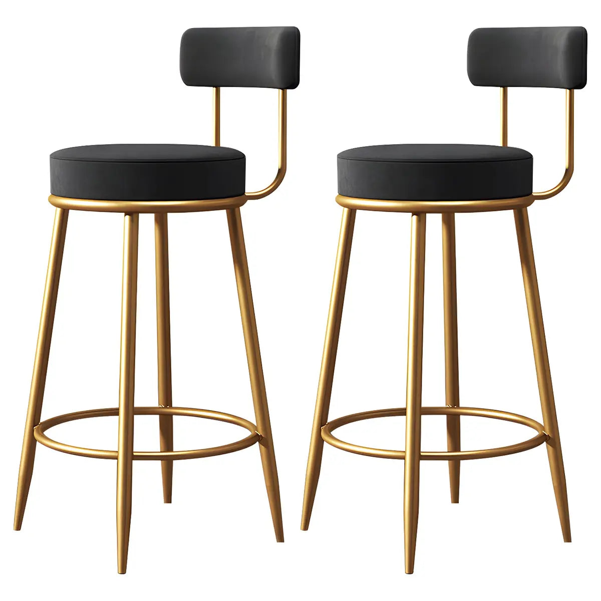 Gold Metal Round Velvet Backrest Counter Bar Stools Image - 18