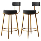 Gold Metal Round Velvet Backrest Counter Bar Stools Image - 18