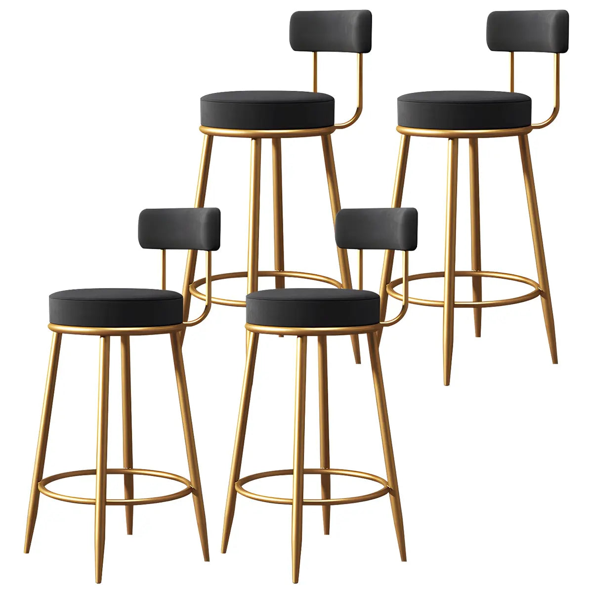 Gold Metal Round Velvet Backrest Counter Bar Stools Image - 19