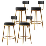 Gold Metal Round Velvet Backrest Counter Bar Stools Image - 19