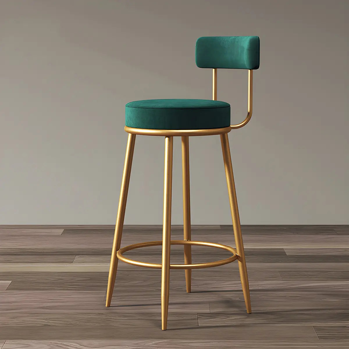 Gold Metal Round Velvet Backrest Counter Bar Stools Image - 20