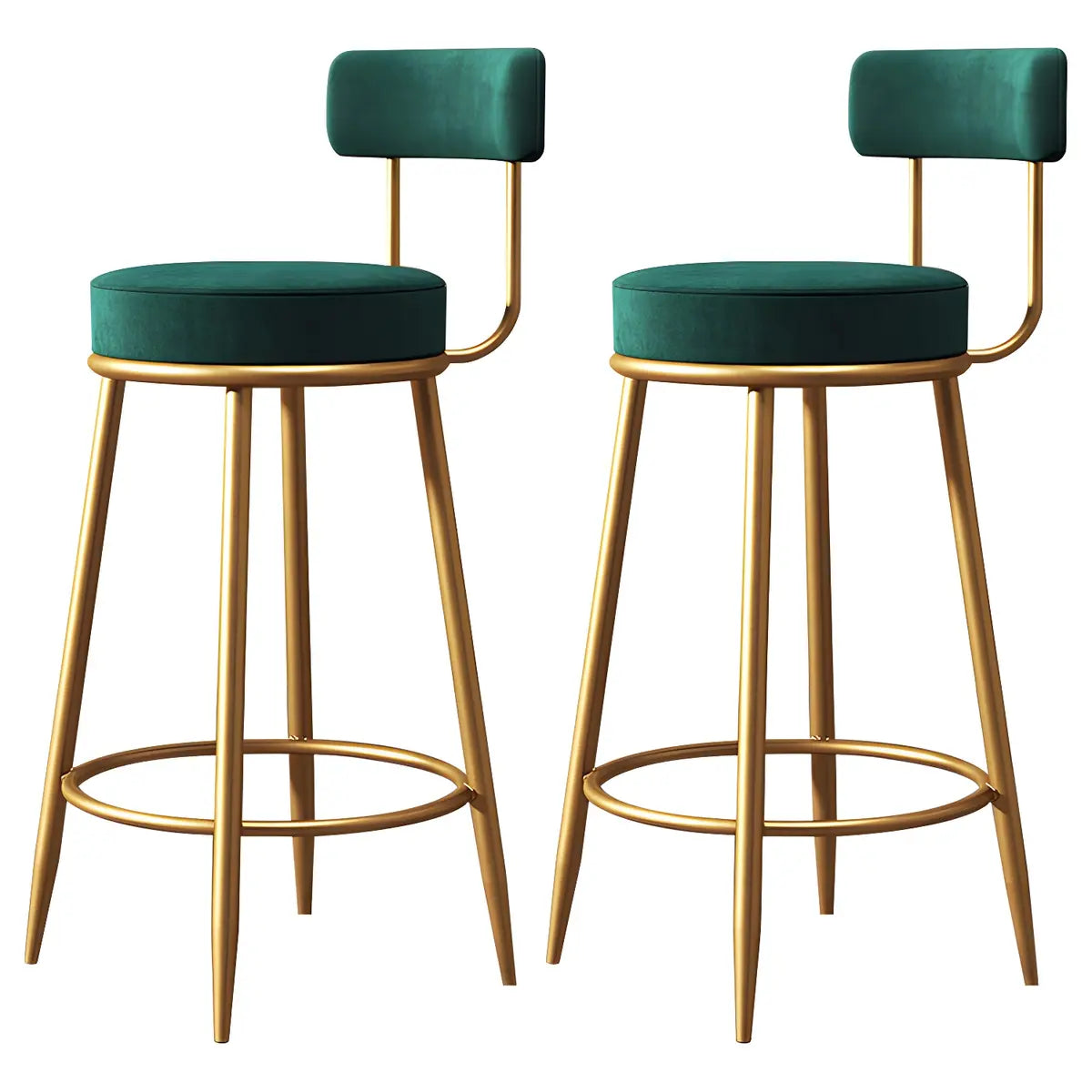 Gold Metal Round Velvet Backrest Counter Bar Stools Image - 21