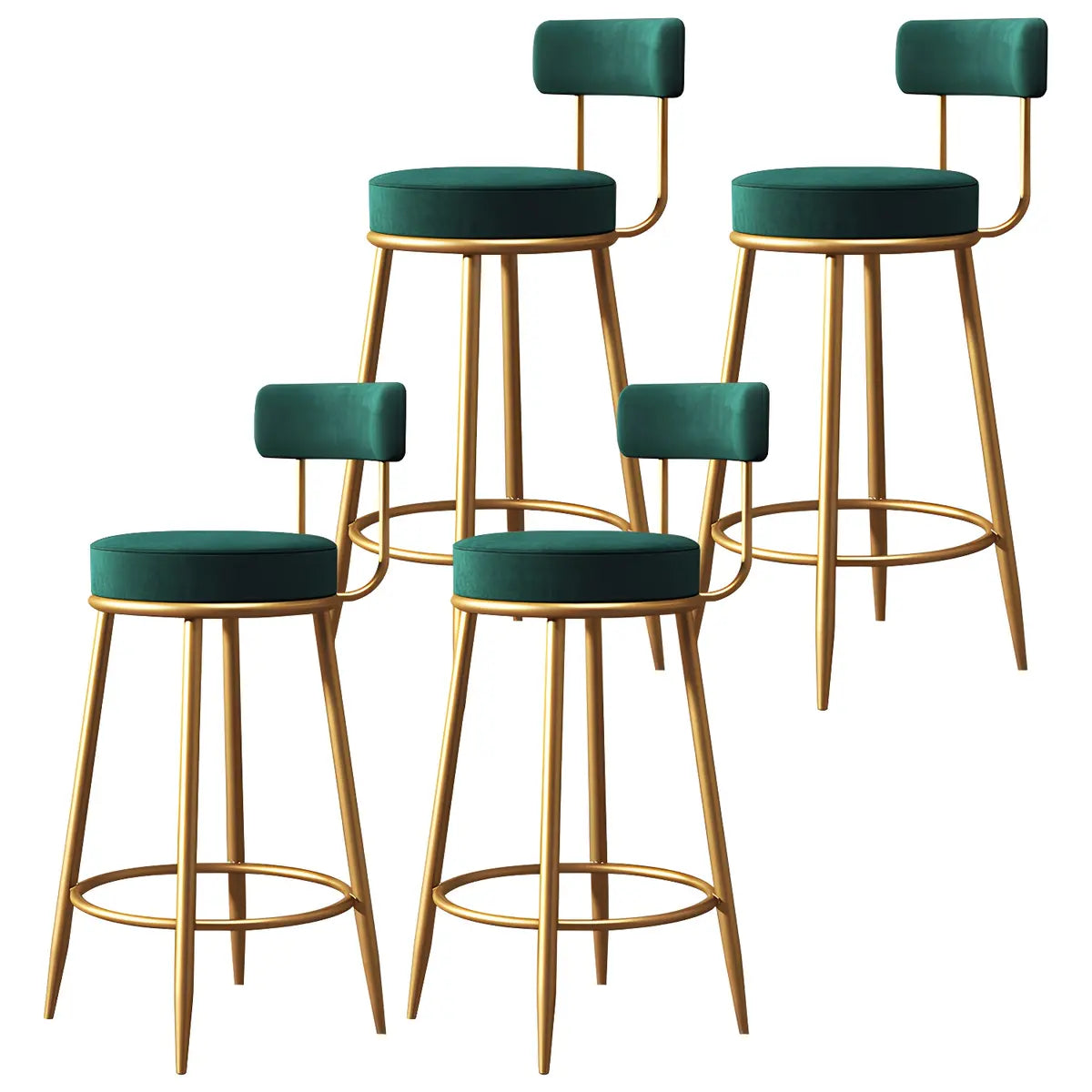 Gold Metal Round Velvet Backrest Counter Bar Stools Image - 22