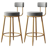 Gold Metal Round Velvet Backrest Counter Bar Stools Image - 24