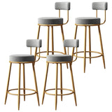 Gold Metal Round Velvet Backrest Counter Bar Stools Image - 25