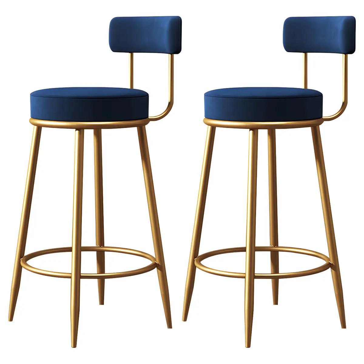 Gold Metal Round Velvet Backrest Counter Bar Stools Image - 4