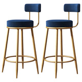 Gold Metal Round Velvet Backrest Counter Bar Stools Image - 4