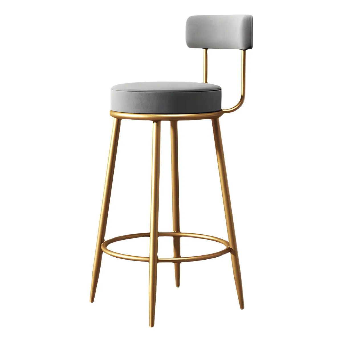 Gold Metal Round Velvet Backrest Counter Bar Stools Image - 9