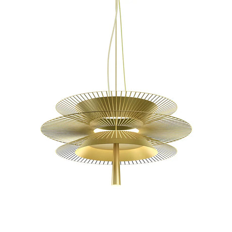 Gold Metal Tiered 2-Light Geometric Foyer Chandelier Image - 2