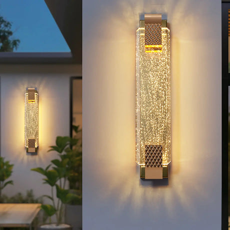 Gold Modern Geometric Crystal Outdoor Wall Lights Image - 1