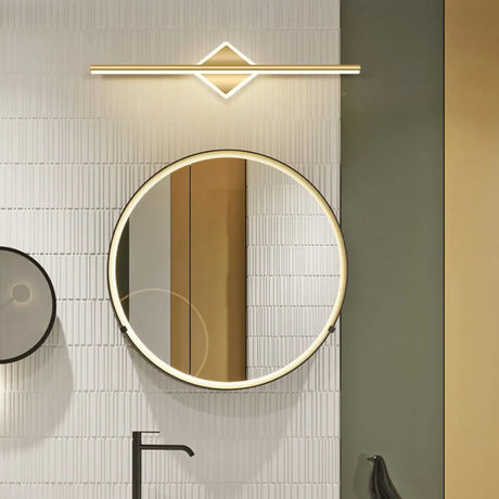 Gold Modern Geometric Linear LED Mirror Vanity Light Image - 1