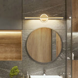 Gold Modern Geometric Linear LED Mirror Vanity Light Image - 2