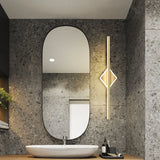 Gold Modern Geometric Linear LED Mirror Vanity Light Image - 3