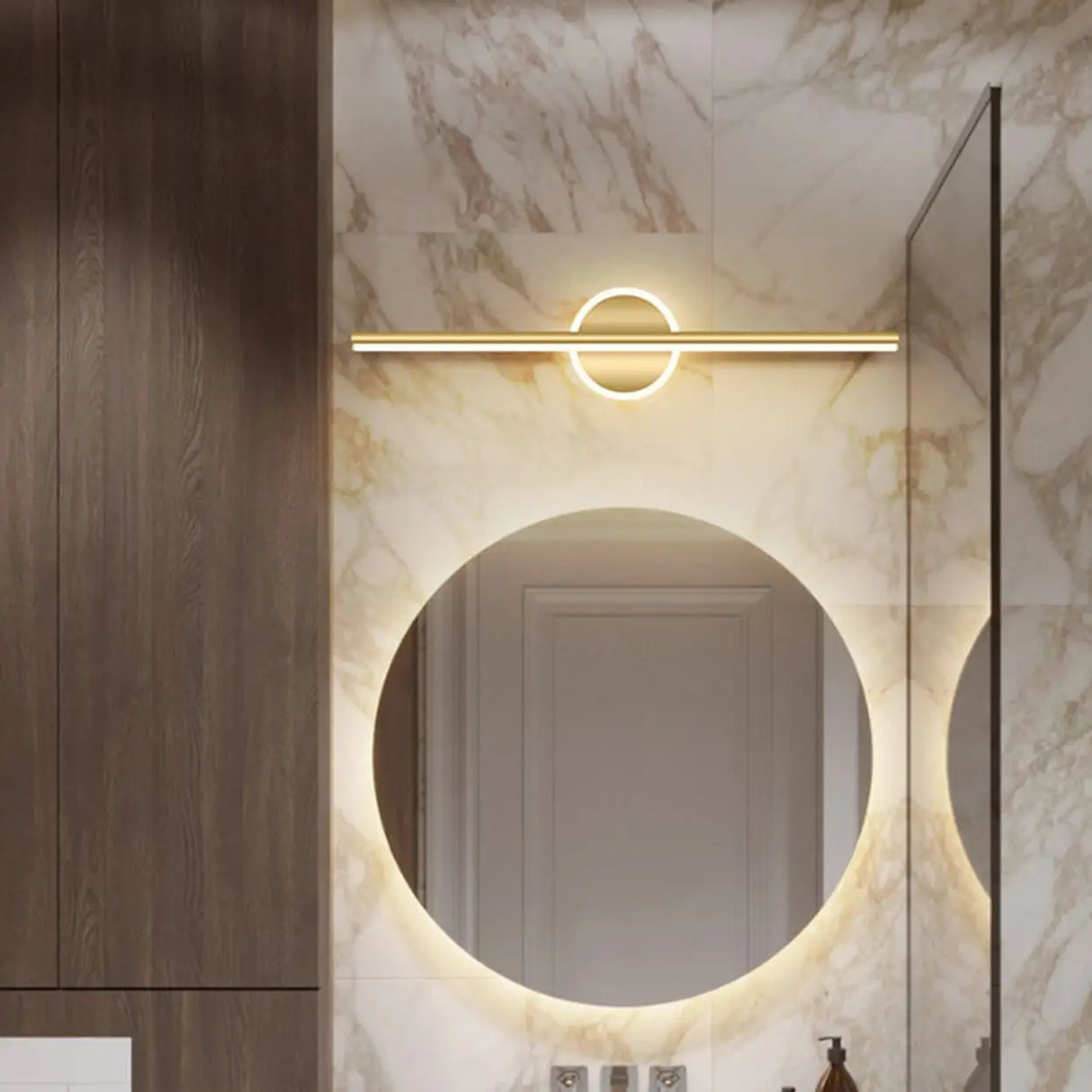 Gold Modern Geometric Linear LED Mirror Vanity Light Image - 30