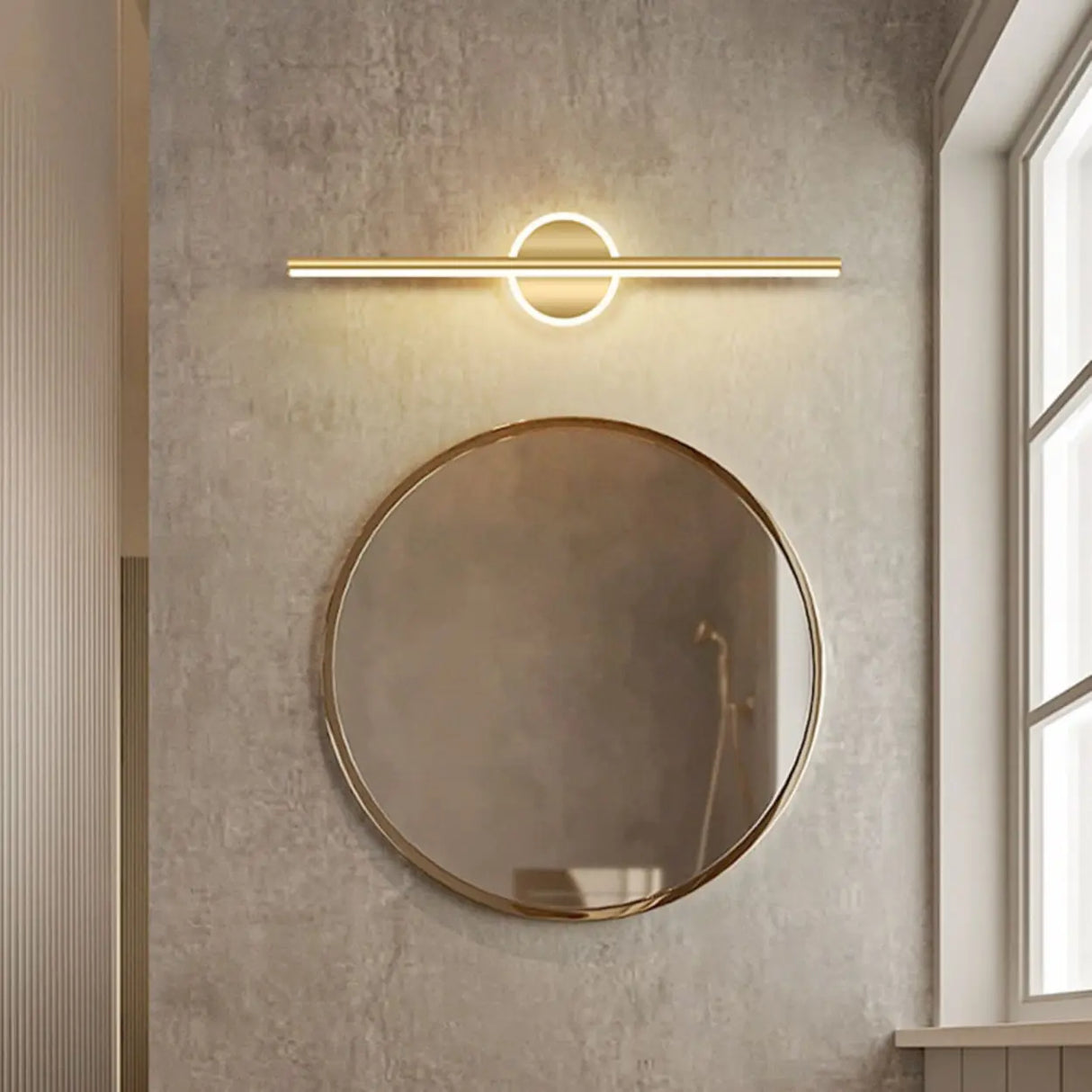 Gold Modern Geometric Linear LED Mirror Vanity Light Image - 4