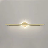 Gold Modern Geometric Linear LED Mirror Vanity Light Image - 9