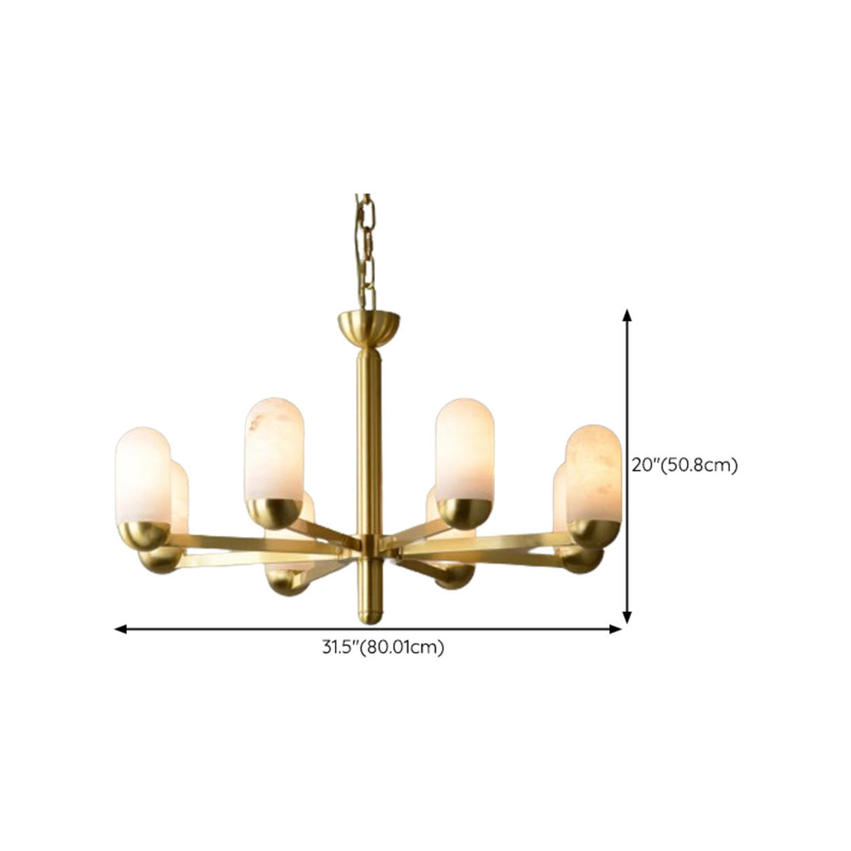 Gold Modern Glass Cylindrical Branching Chandelier Image - 14