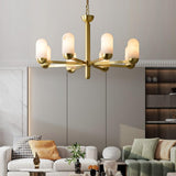 Gold Modern Glass Cylindrical Branching Chandelier Image - 6