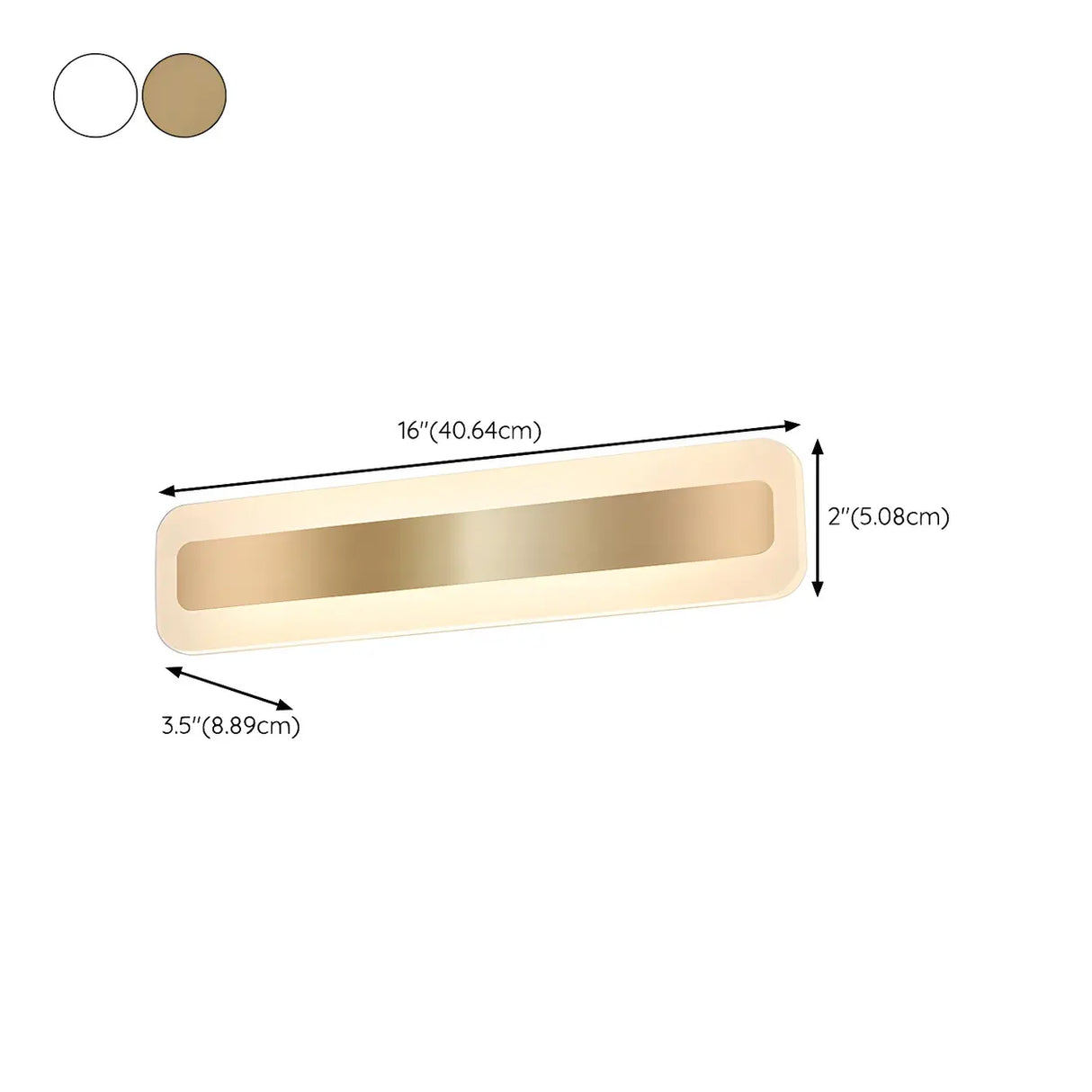 Gold Modern Rectangular LED Bathroom Vanity Light 