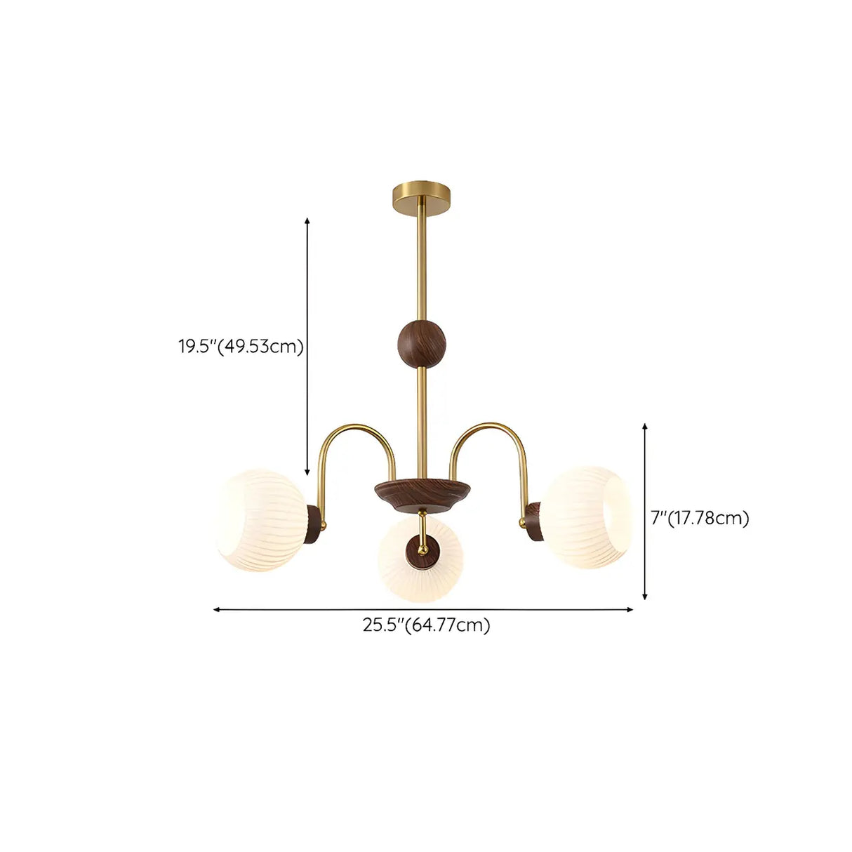 Gold Modern Semicircle Wood Ceiling 5-Bulb Chandelier 