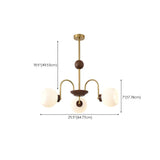 Gold Modern Semicircle Wood Ceiling 5-Bulb Chandelier #size