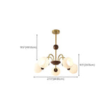 Gold Modern Semicircle Wood Ceiling 5-Bulb Chandelier Image - 15