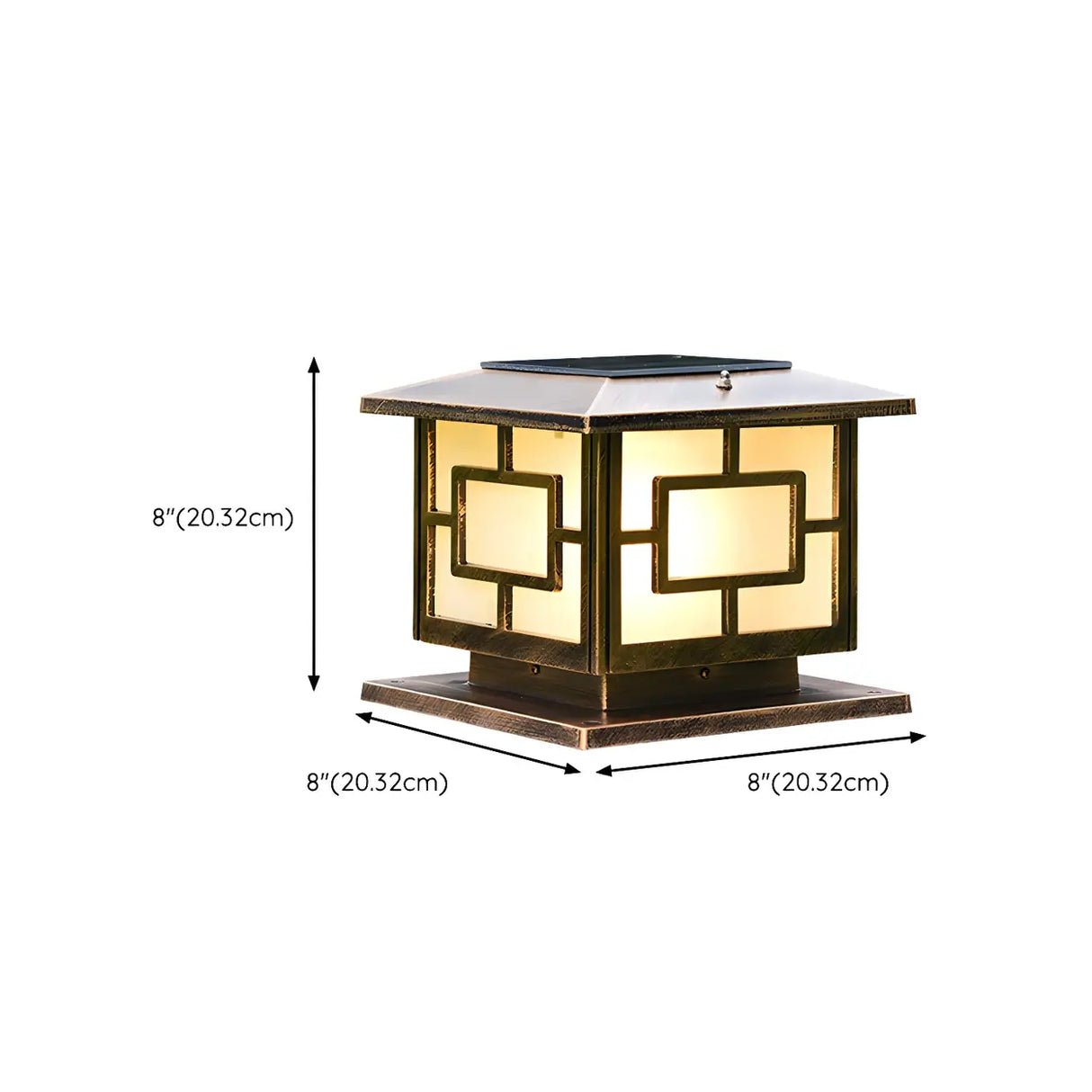 Gold Oriental Style Square Metal Outdoor Garden Lamp 