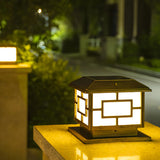 Gold Oriental Style Square Metal Outdoor Garden Lamp Image - 4