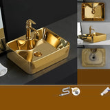 Gold Oval Ceramic Vessel Sinks with Center Trapway Image - 24