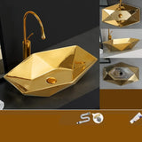 Gold Oval Ceramic Vessel Sinks with Center Trapway Image - 28