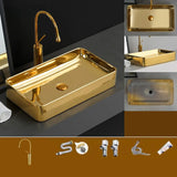 Gold Oval Ceramic Vessel Sinks with Center Trapway Image - 33