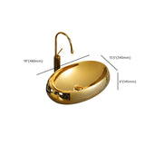 Gold Oval Ceramic Vessel Sinks with Center Trapway #size