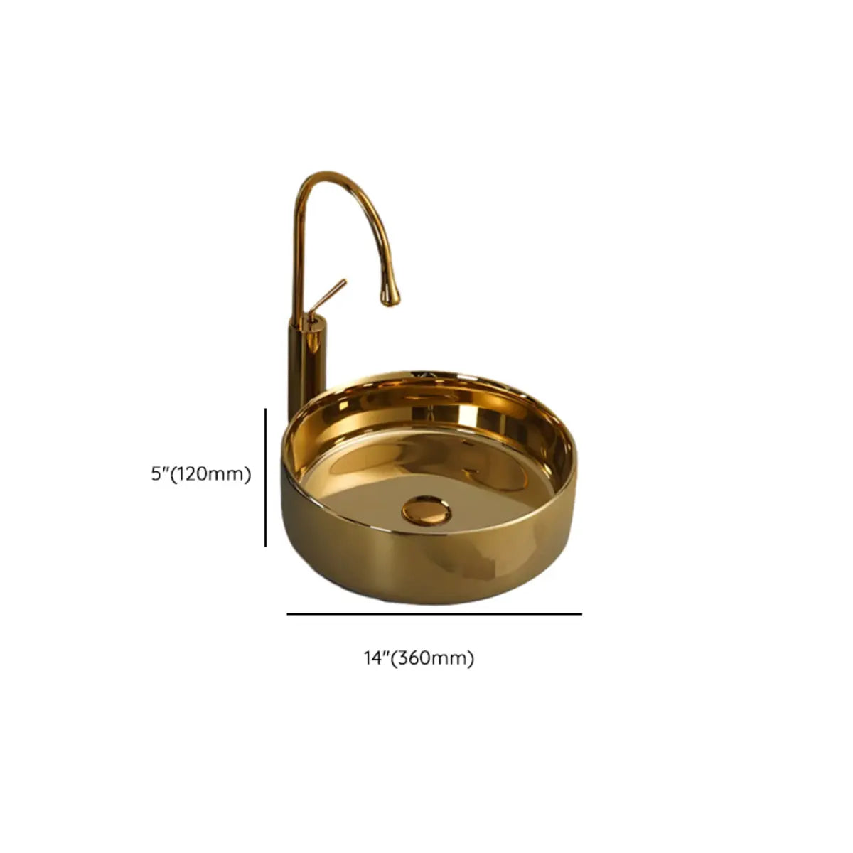 Gold Oval Ceramic Vessel Sinks with Center Trapway Image - 35