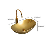 Gold Oval Ceramic Vessel Sinks with Center Trapway Image - 38