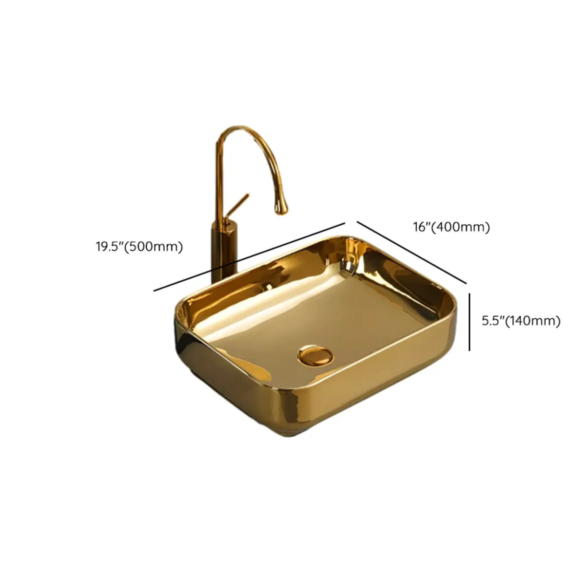 Gold Oval Ceramic Vessel Sinks with Center Trapway Image - 39