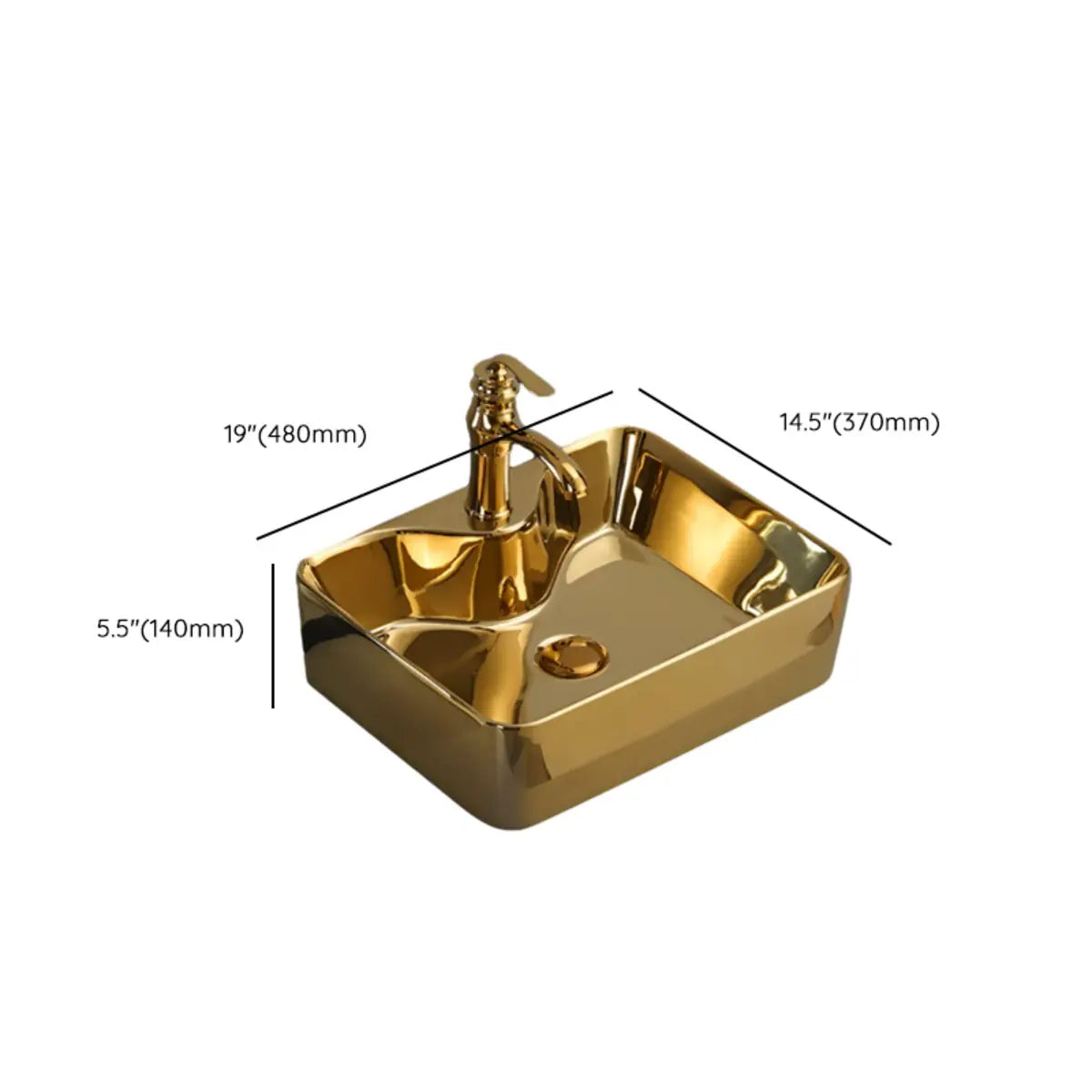 Gold Oval Ceramic Vessel Sinks with Center Trapway Image - 41