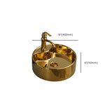 Gold Oval Ceramic Vessel Sinks with Center Trapway Image - 42