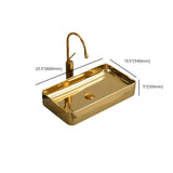 Gold Oval Ceramic Vessel Sinks with Center Trapway Image - 45