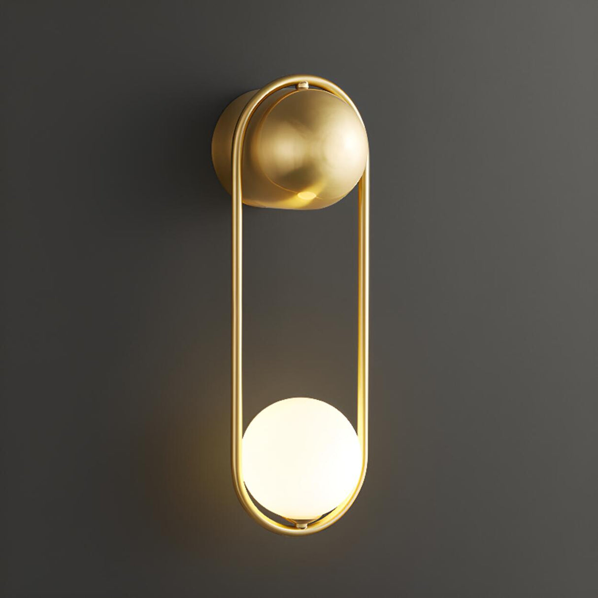 Gold Oval Frame Globe Light Wall Sconce Image - 8