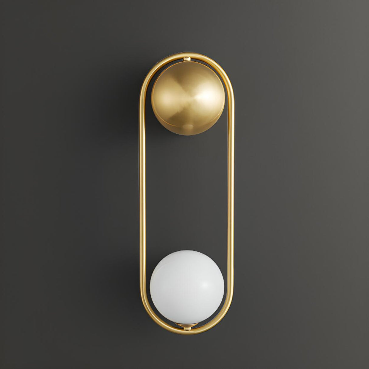 Gold Oval Frame Globe Light Wall Sconce Image - 9