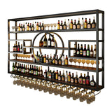 Gold Rectangle Metal Large Wall Mounted Bar Wine Rack Image - 10