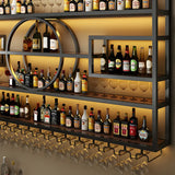 Gold Rectangle Metal Large Wall Mounted Bar Wine Rack Image - 13