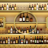 Gold Rectangle Metal Large Wall Mounted Bar Wine Rack Image - 14