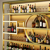 Gold Rectangle Metal Large Wall Mounted Bar Wine Rack Image - 15