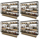 Gold Rectangle Metal Large Wall Mounted Bar Wine Rack Image - 6