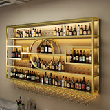 Gold Rectangle Metal Large Wall Mounted Bar Wine Rack Image - 7