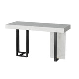 Gold Rectangle White Marble Top Iron Dining Bar Table Image - 2