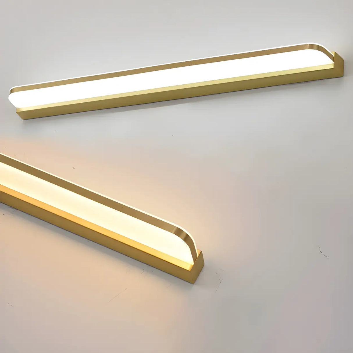 Gold Rectangular Acrylic Simple LED Vanity Light Image - 9